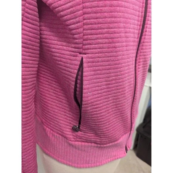 Salomon Pink Track Lightweight Wool Blend Jacket sz M Outdoor Full Zip Mock Neck - Picture 3 of 12